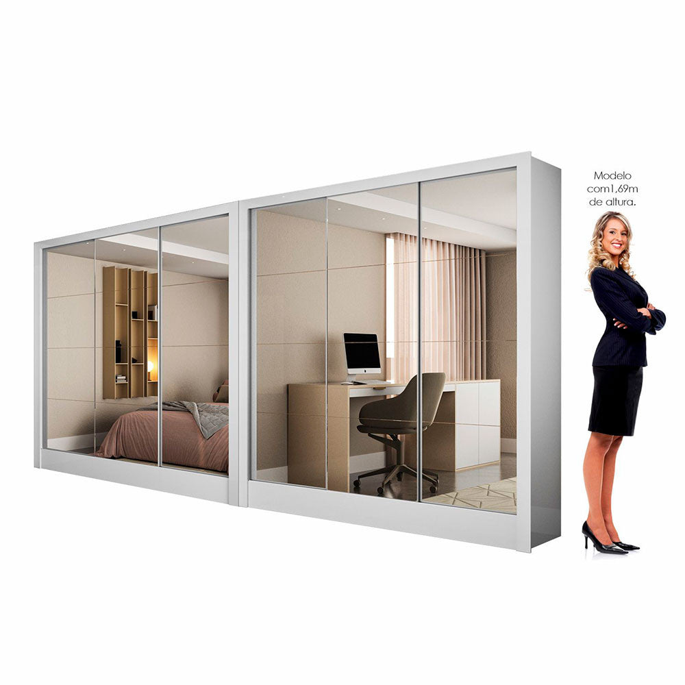 Closet Casal Duplo Fortaleza 6 Portas Premium 12 Prateleiras