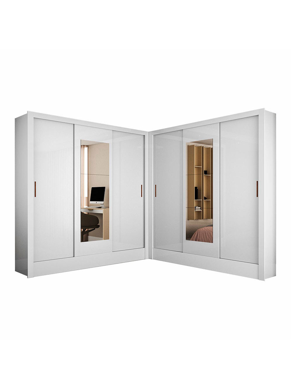 Closet Casal Duplo Dubai 6 Portas com Espelho 6 Gavetas