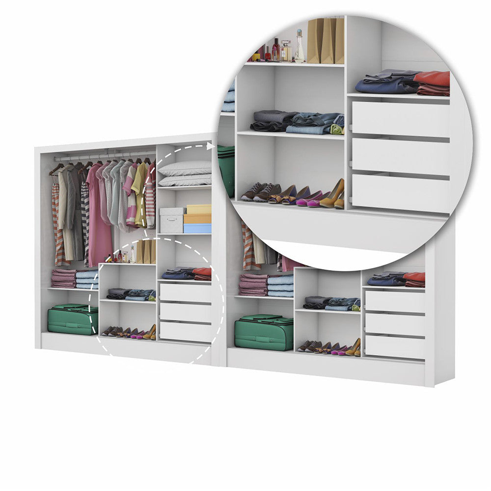Closet Casal Duplo Dubai 6 Portas com Espelho 6 Gavetas