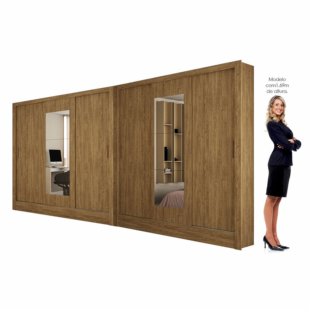 Closet Casal Duplo Dubai 6 Portas com Espelho 6 Gavetas