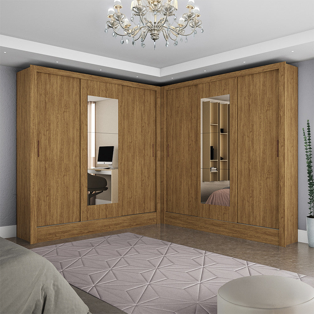 Closet Casal Duplo Dubai 6 Portas com Espelho 6 Gavetas