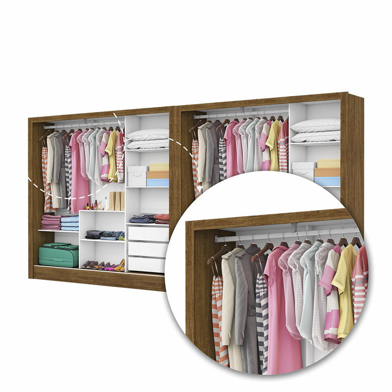 Closet Casal Duplo Dubai 6 Portas com Espelho 6 Gavetas