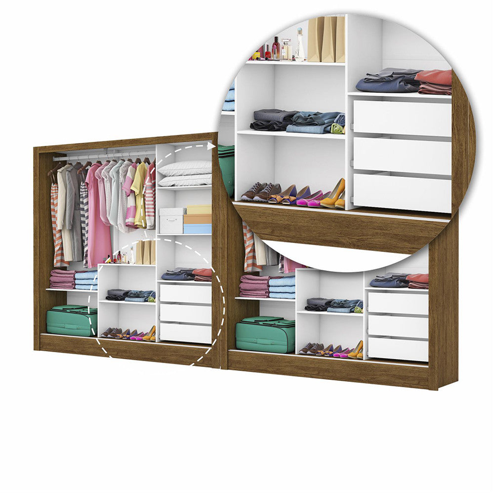 Closet Casal Duplo Dubai 6 Portas com Espelho 6 Gavetas