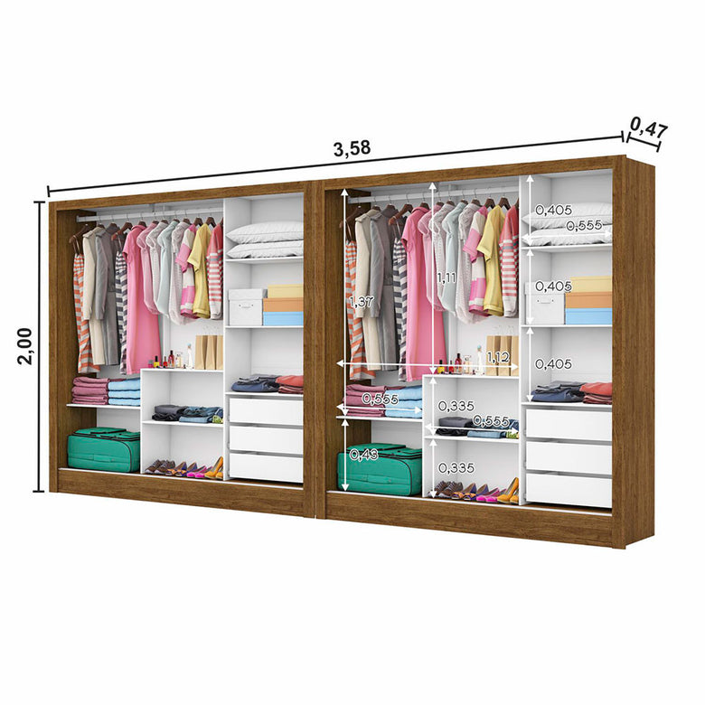 Closet Casal Duplo Dubai 6 Portas Plus 6 Gavetas