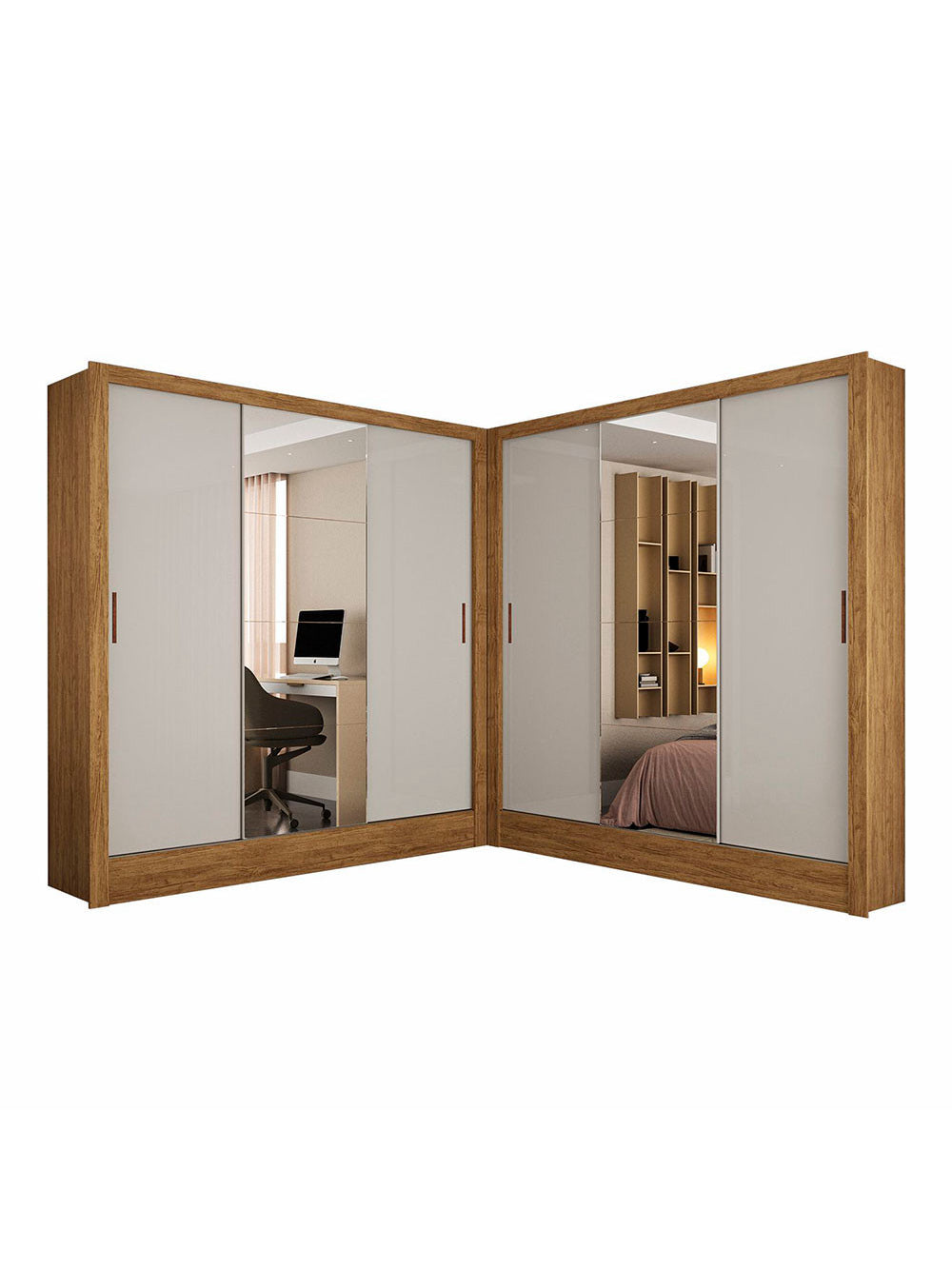 Closet Casal Duplo Dubai 6 Portas Plus 6 Gavetas - Cinamomo com Off White