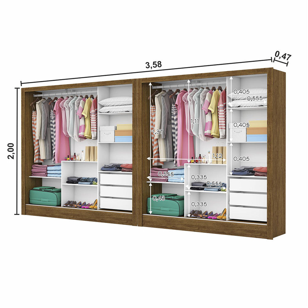 Closet Casal Duplo Dubai 6 Portas Plus 6 Gavetas