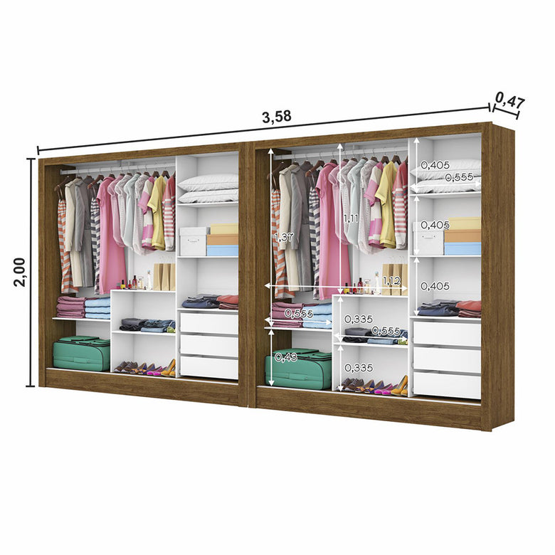 Closet Casal Duplo Dubai 6 Portas Plus 6 Gavetas
