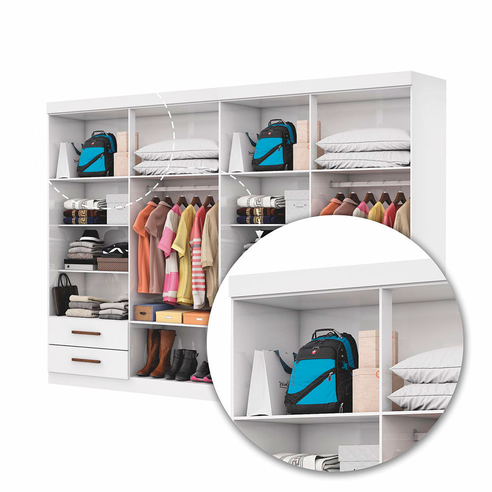 Closet Casal Duplo Lu 8 Portas 4 Gavetas Com Espelho