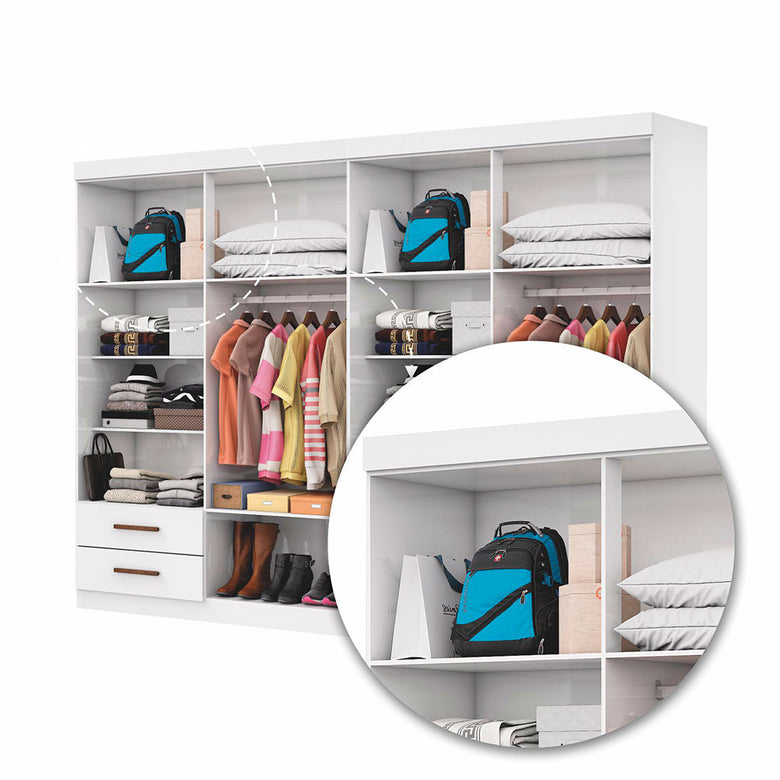 Closet Casal Duplo Lu 8 Portas 4 Gavetas Com Espelho