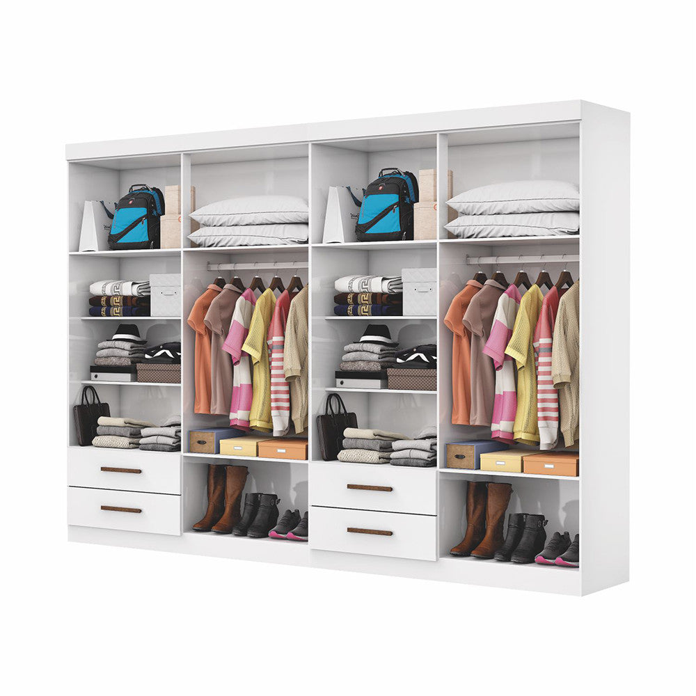 Closet Casal Duplo Lu 8 Portas 4 Gavetas Com Espelho - Cinamomo com Off White