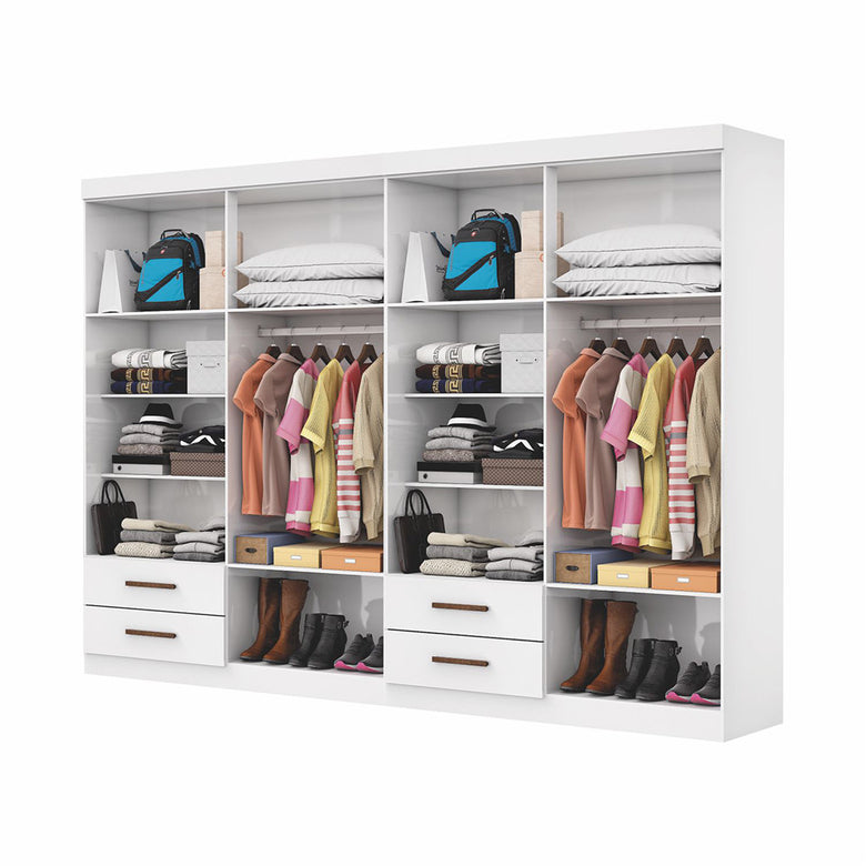 Closet Casal Duplo Lu 8 Portas 4 Gavetas Com Espelho