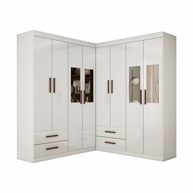 Closet Casal Duplo Lu 8 Portas 4 Gavetas Com Espelho