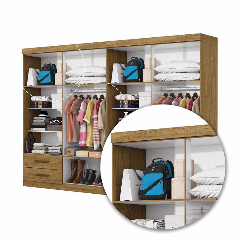 Closet Casal Duplo Lu 8 Portas 4 Gavetas Com Espelho