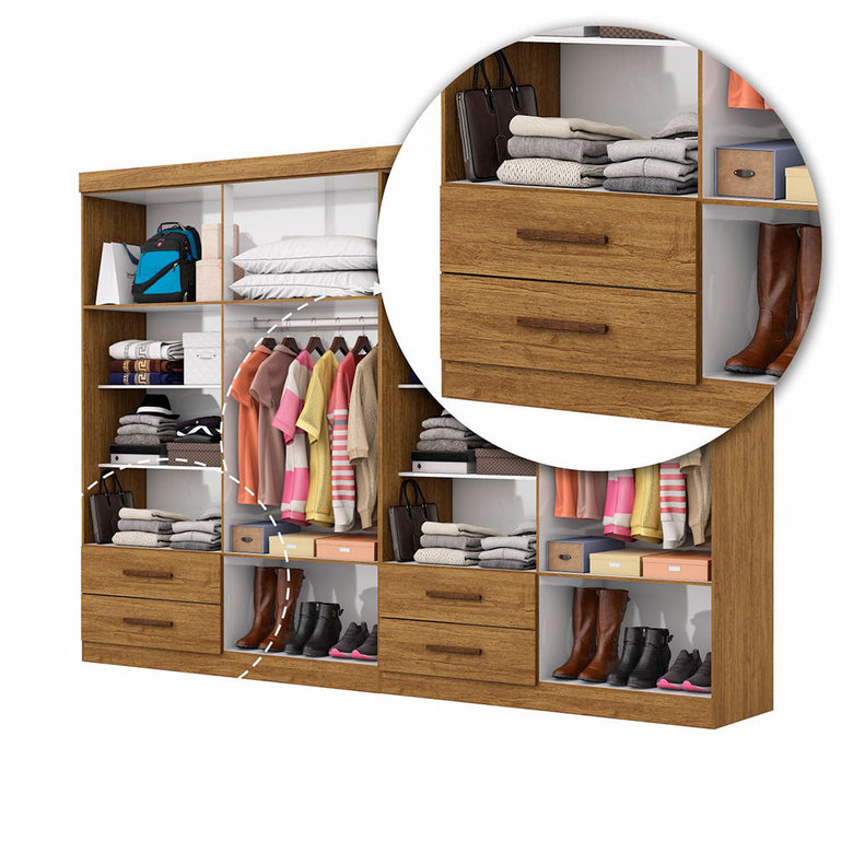 Closet Casal Duplo Lu 8 Portas 4 Gavetas Com Espelho