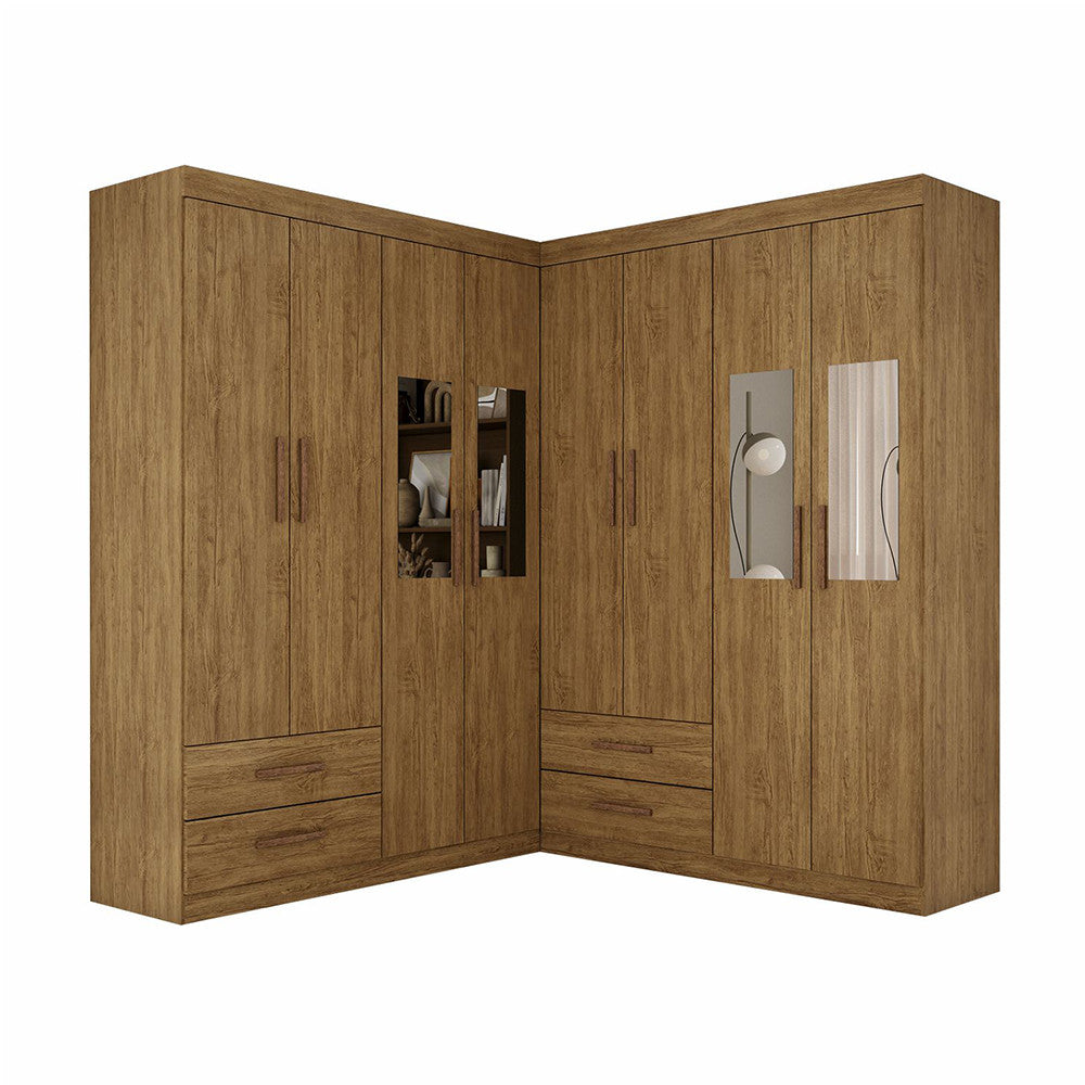 Closet Casal Duplo Lu 8 Portas 4 Gavetas Com Espelho - Branco