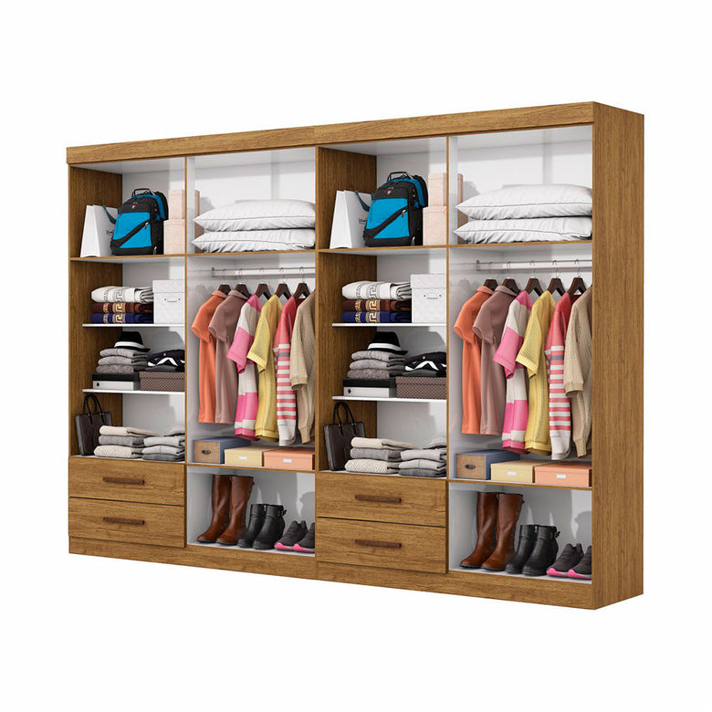 Closet Casal Duplo Lu 8 Portas 4 Gavetas Com Espelho