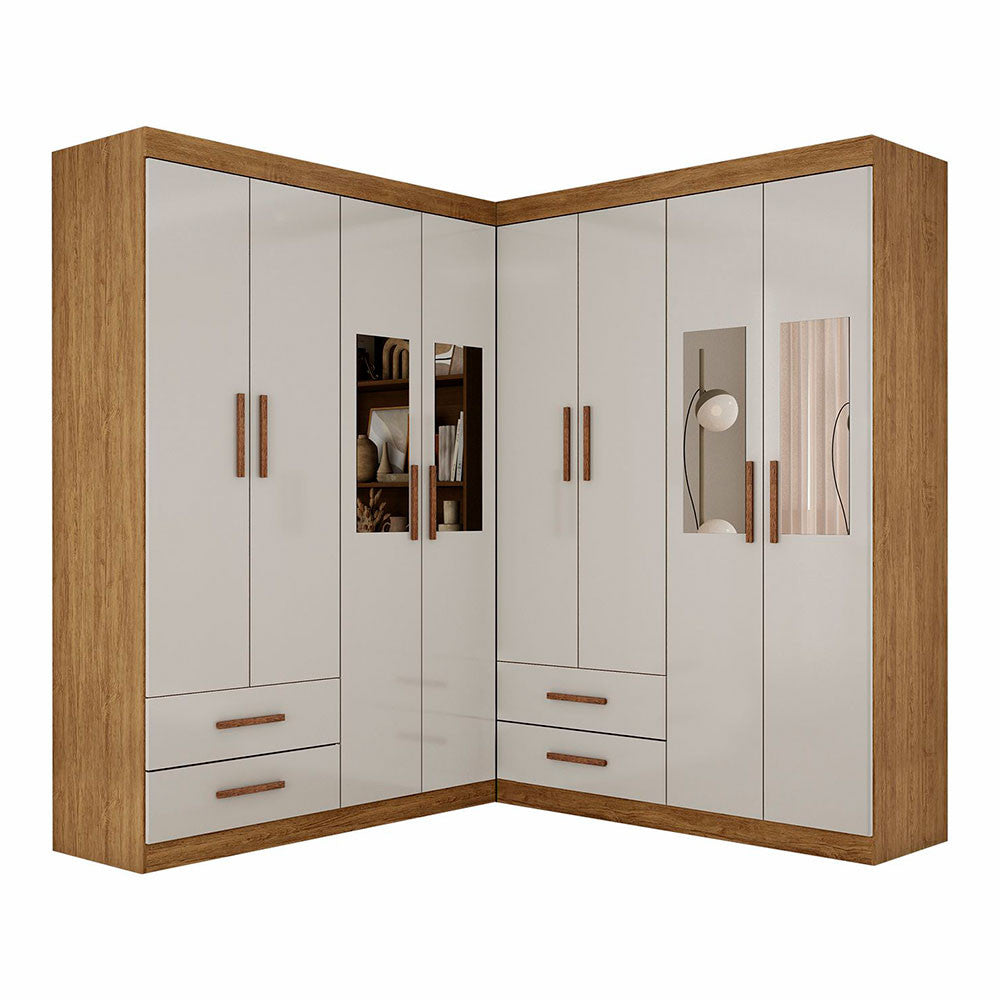 Closet Casal Duplo Lu 8 Portas 4 Gavetas Com Espelho
