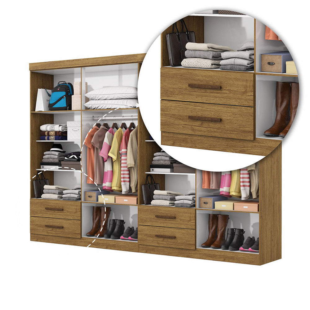 Closet Casal Duplo Lu 8 Portas 4 Gavetas Com Espelho