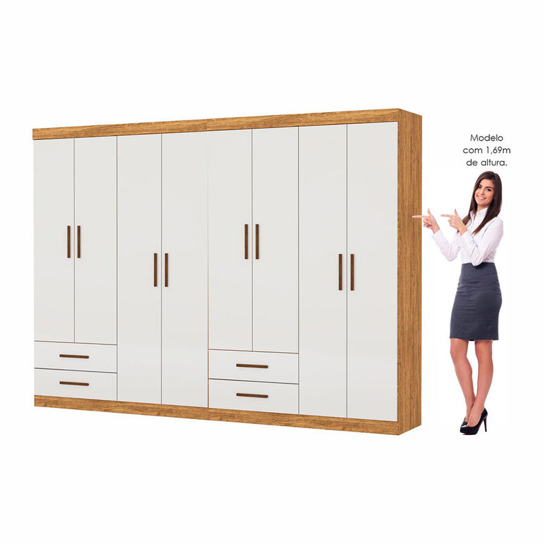 Closet Casal Duplo Lu 8 Portas 4 Gavetas