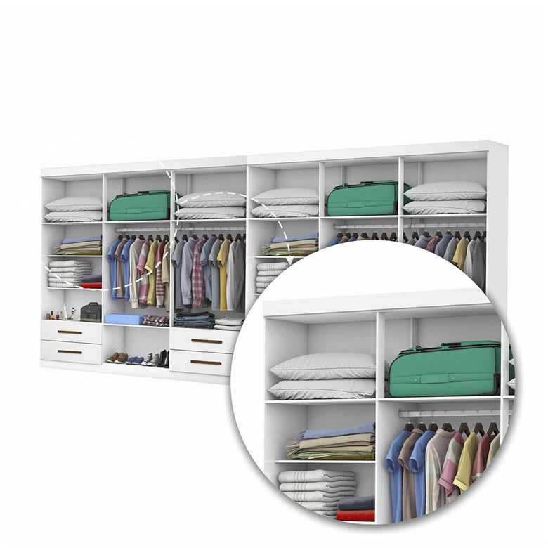 Closet Casal Duplo Lu 12 Portas Com Espelho 8 Gavetas