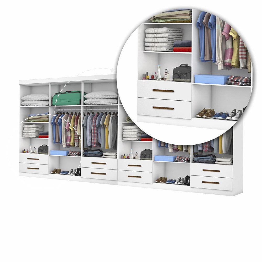 Closet Casal Duplo Lu 12 Portas Com Espelho 8 Gavetas
