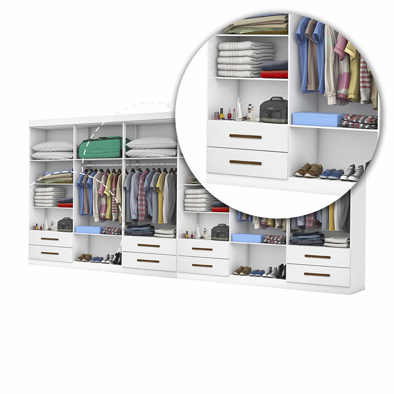 Closet Casal Duplo Lu 12 Portas Com Espelho 8 Gavetas