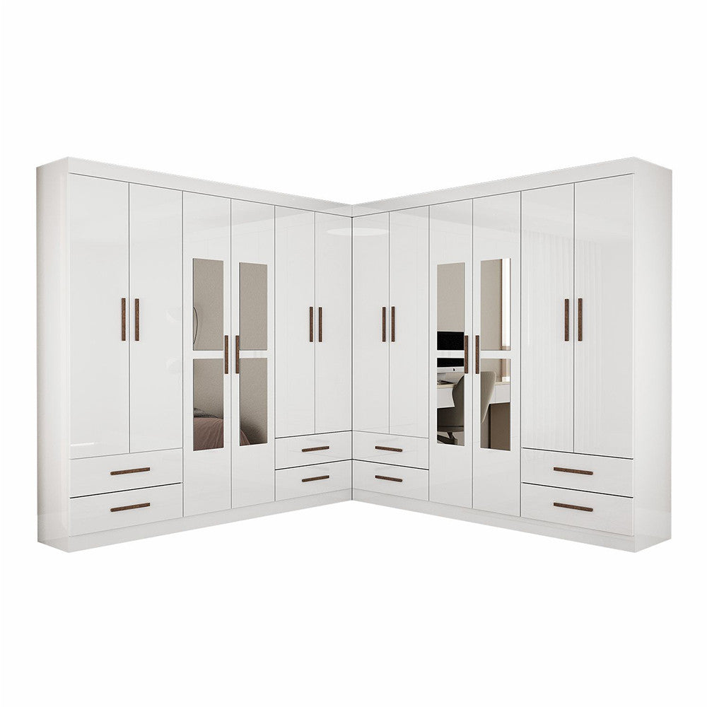 Closet Casal Duplo Lu 12 Portas Com Espelho 8 Gavetas