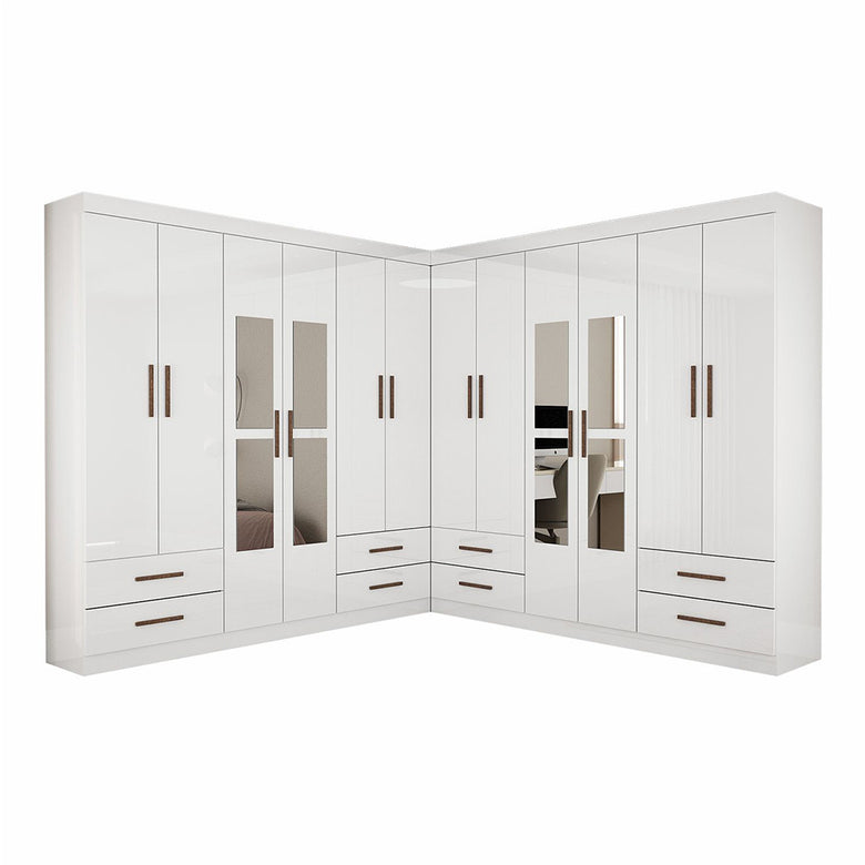 Closet Casal Duplo Lu 12 Portas Com Espelho 8 Gavetas