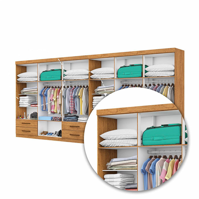 Closet Casal Duplo Lu 12 Portas Com Espelho 8 Gavetas