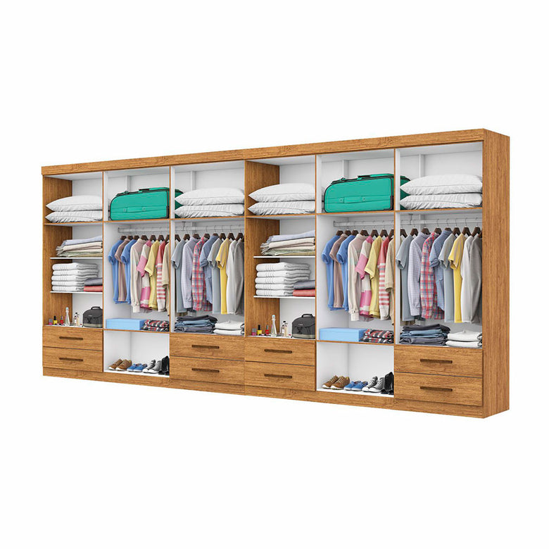 Closet Casal Duplo Lu 12 Portas Com Espelho 8 Gavetas