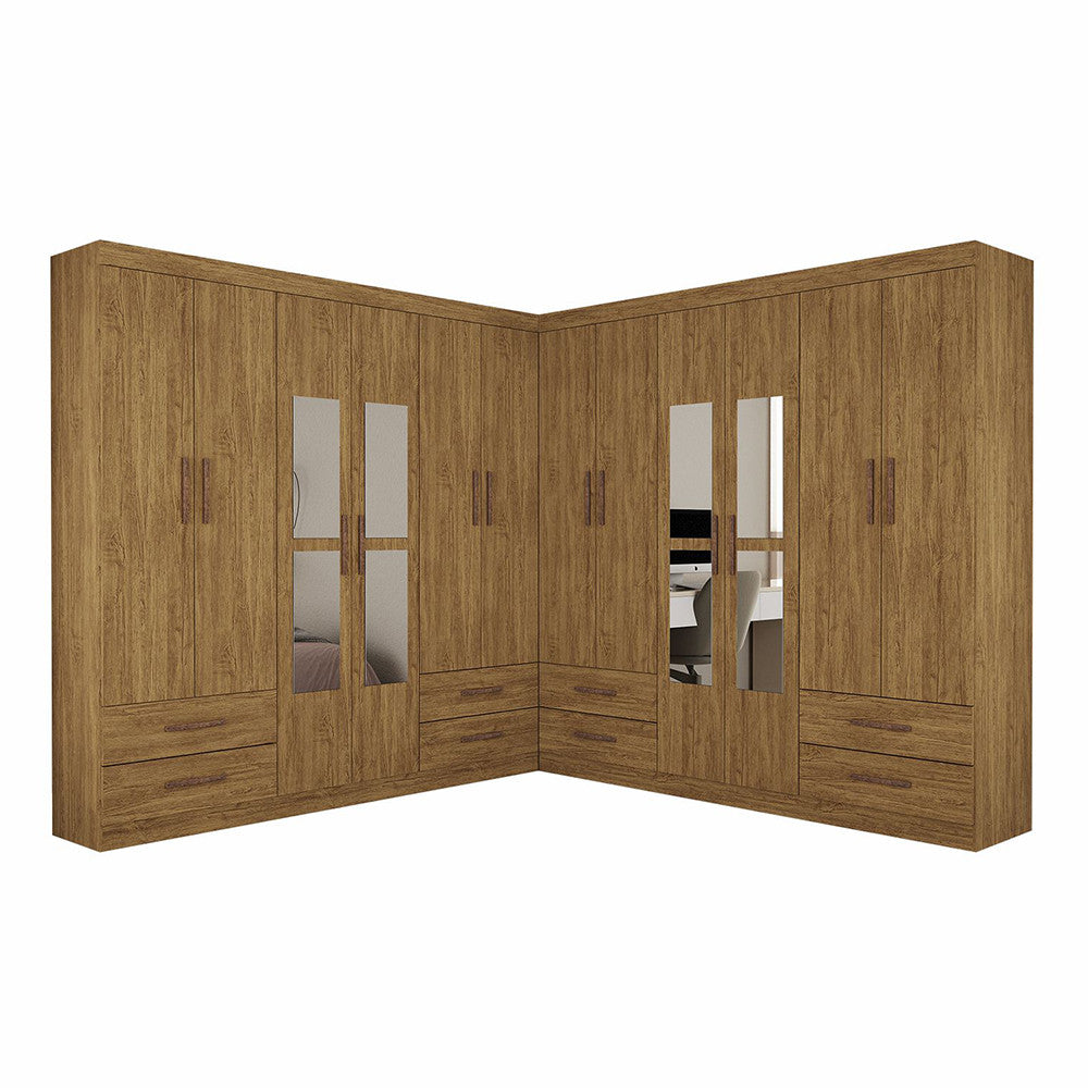 Closet Casal Duplo Lu 12 Portas Com Espelho 8 Gavetas - Branco