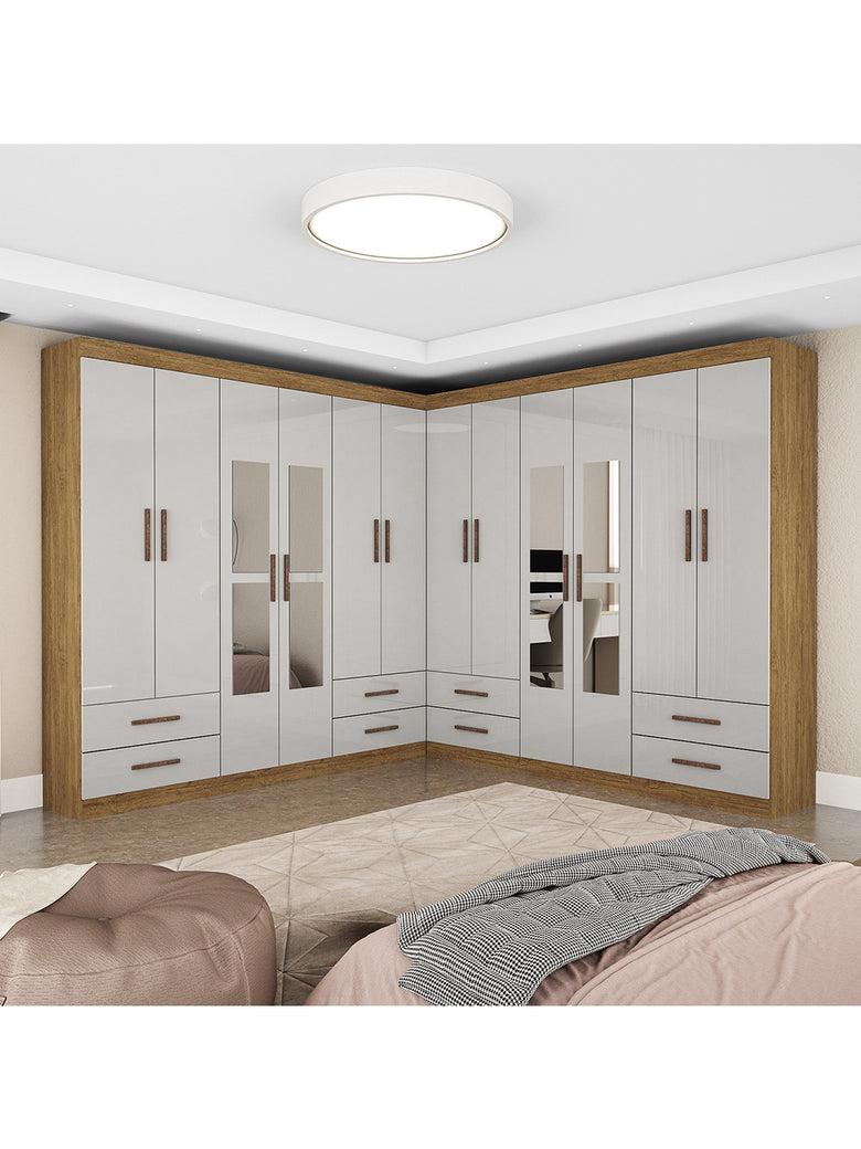 Closet Casal Duplo Lu 12 Portas Com Espelho 8 Gavetas