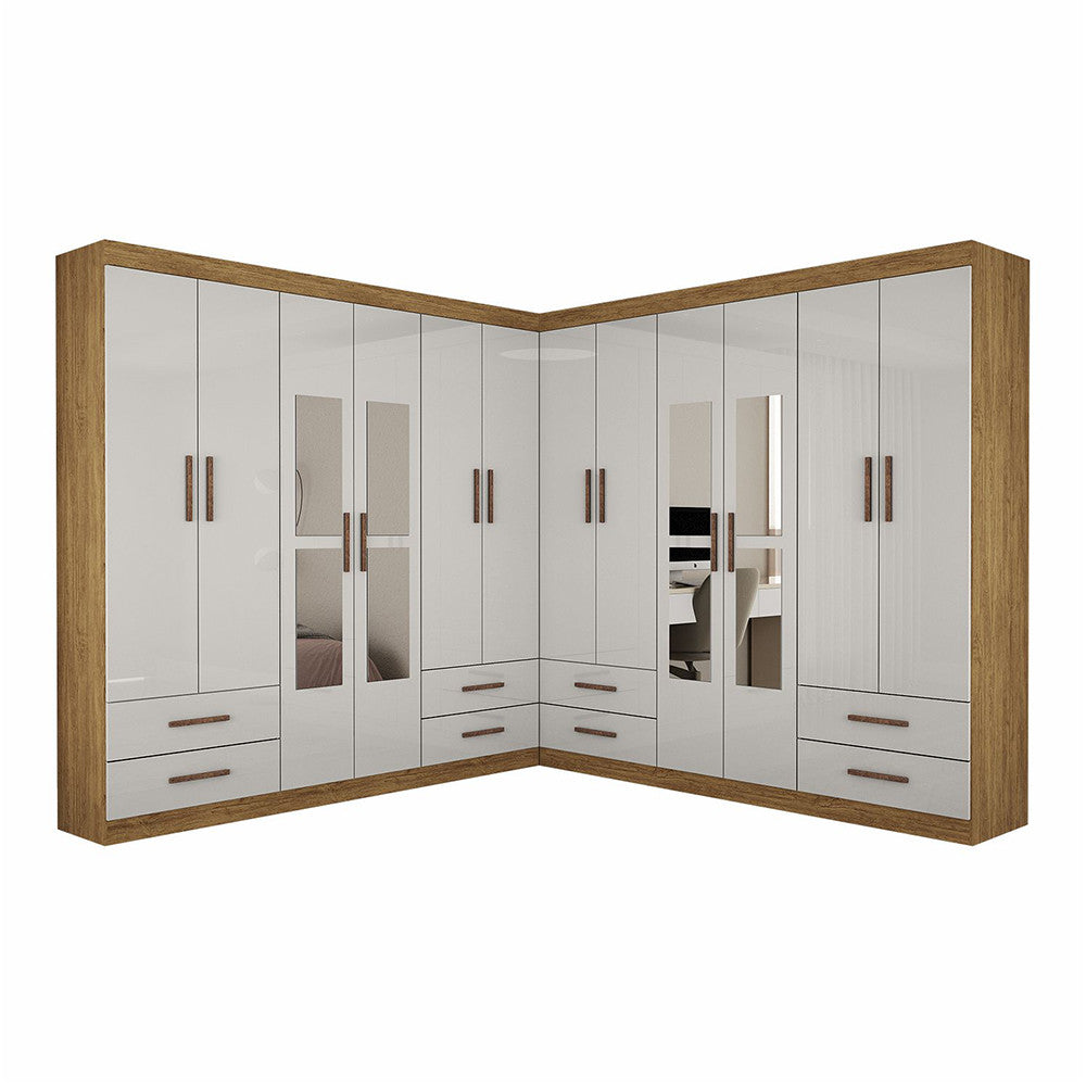 Closet Casal Duplo Lu 12 Portas Com Espelho 8 Gavetas