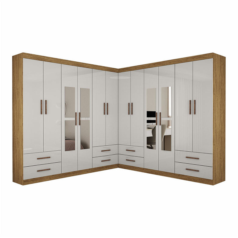 Closet Casal Duplo Lu 12 Portas Com Espelho 8 Gavetas