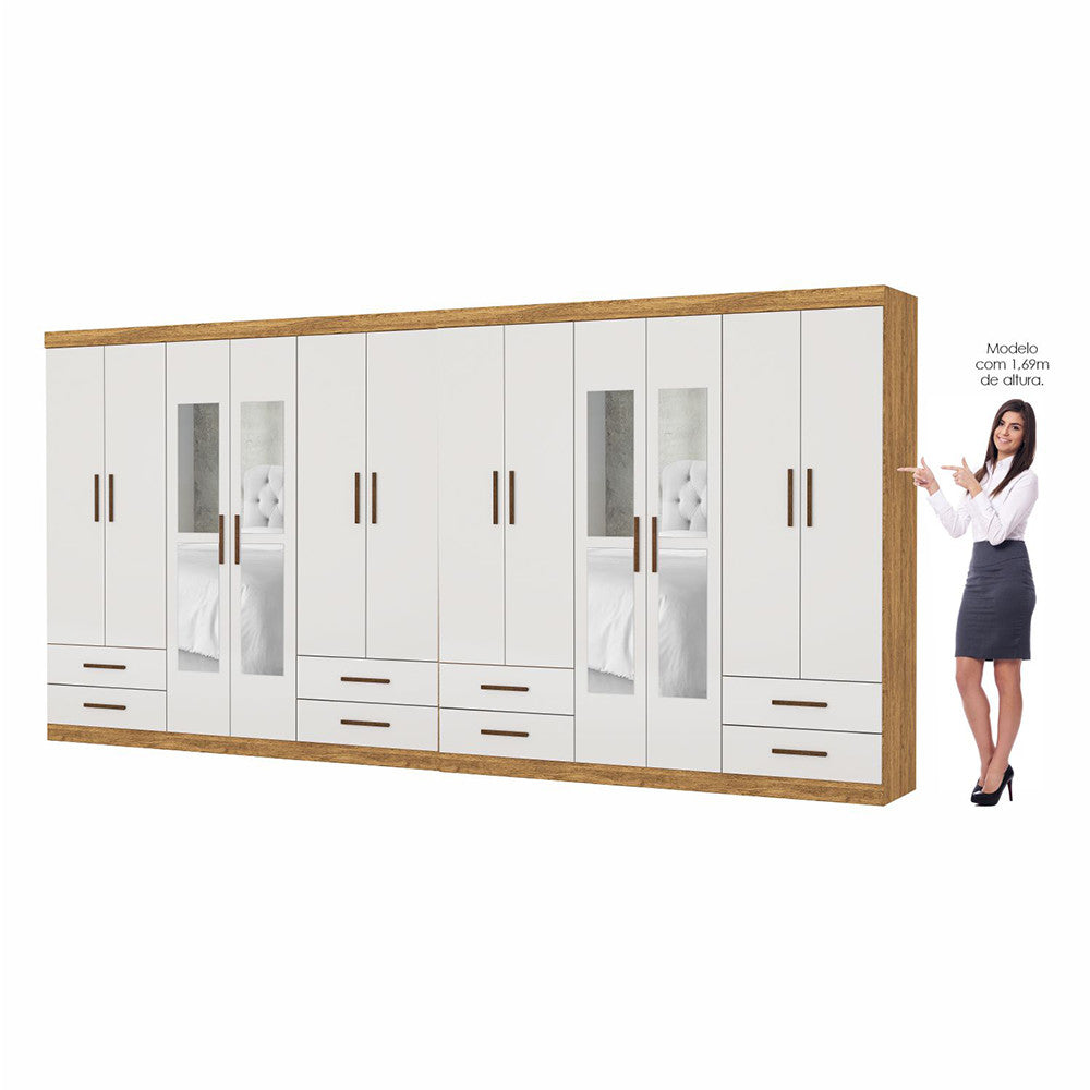 Closet Casal Duplo Lu 12 Portas Com Espelho 8 Gavetas
