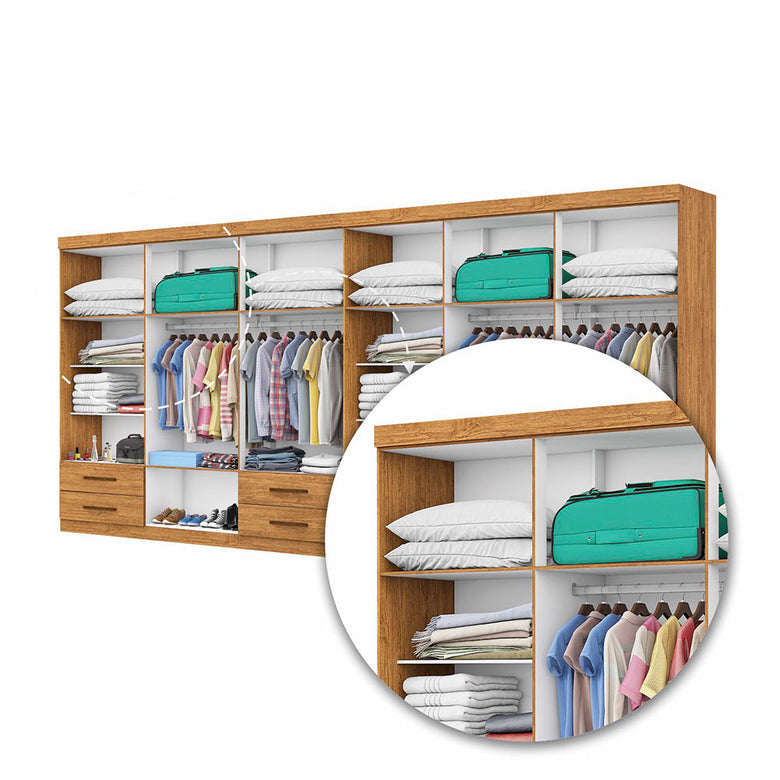 Closet Casal Duplo Lu 12 Portas Com Espelho 8 Gavetas