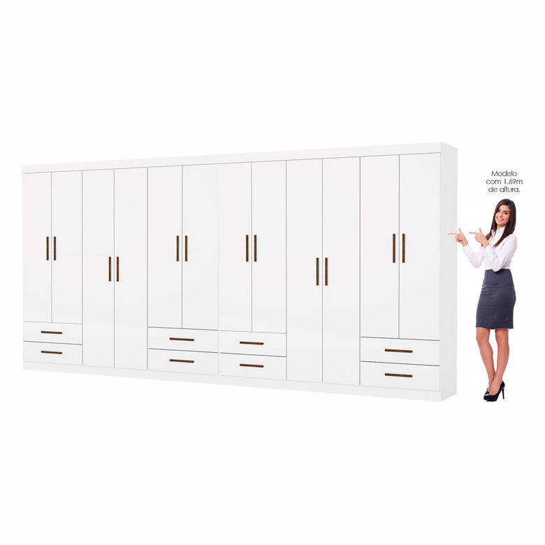 Closet Casal Duplo Lu 12 Portas 8 Gavetas