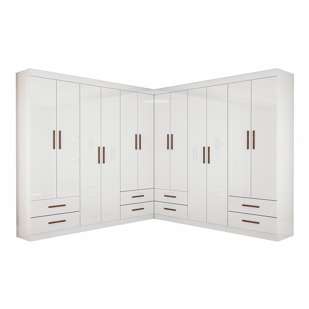 Closet Casal Duplo Lu 12 Portas 8 Gavetas - Cinamomo com Off White