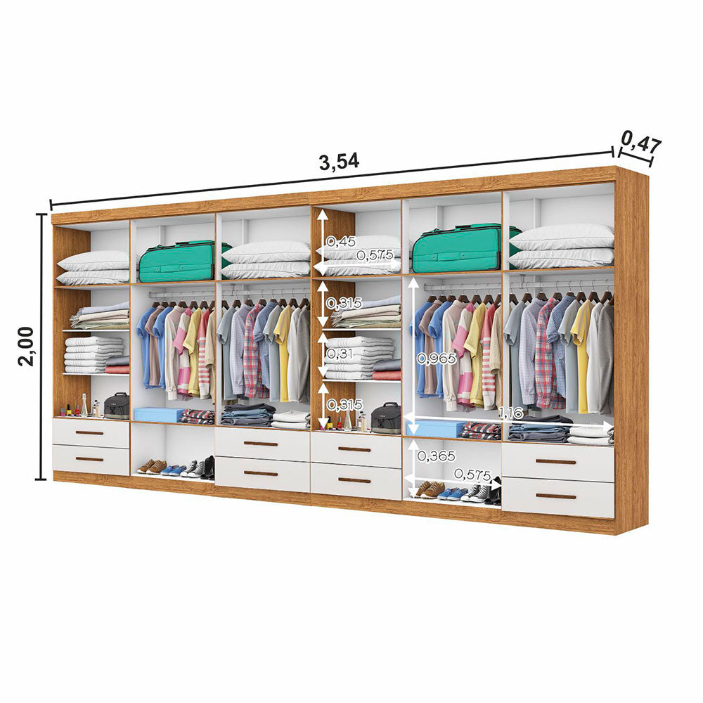 Closet Casal Duplo Lu 12 Portas 8 Gavetas