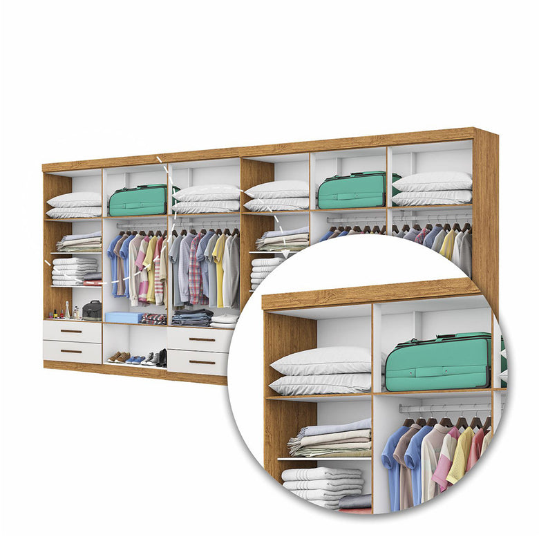Closet Casal Duplo Lu 12 Portas 8 Gavetas