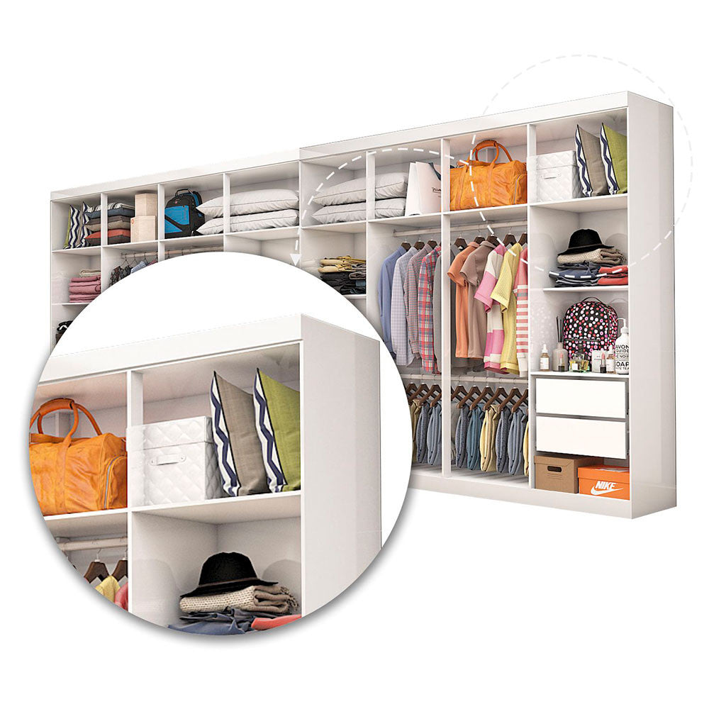 Closet Casal Duplo Rubi Premium 16 Portas 8 Gavetas Carioca Móveis