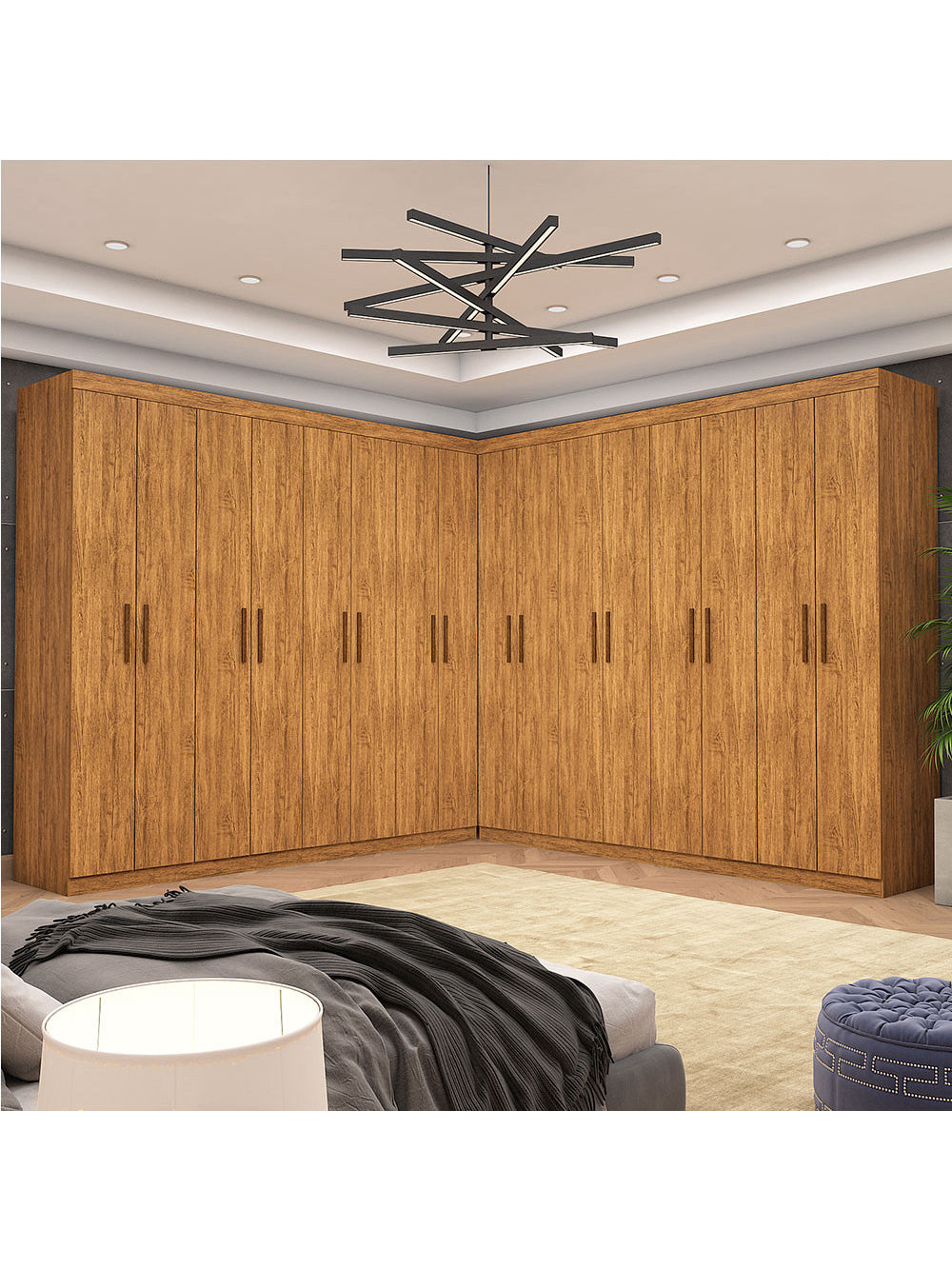 Closet Casal Duplo Rubi Premium 16 Portas 8 Gavetas Carioca Móveis - Cinamomo