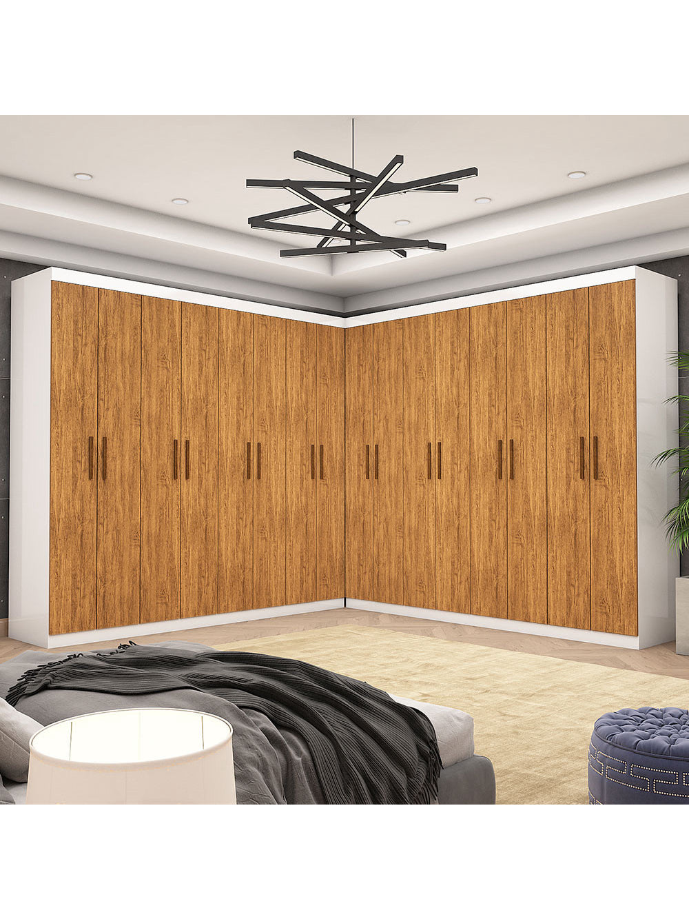 Closet Casal Duplo Rubi Premium 16 Portas 8 Gavetas Carioca Móveis - Branco Cinamomo