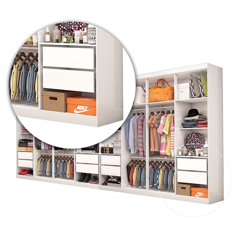 Closet Casal Duplo Rubi Premium 16 Portas 8 Gavetas Carioca Móveis