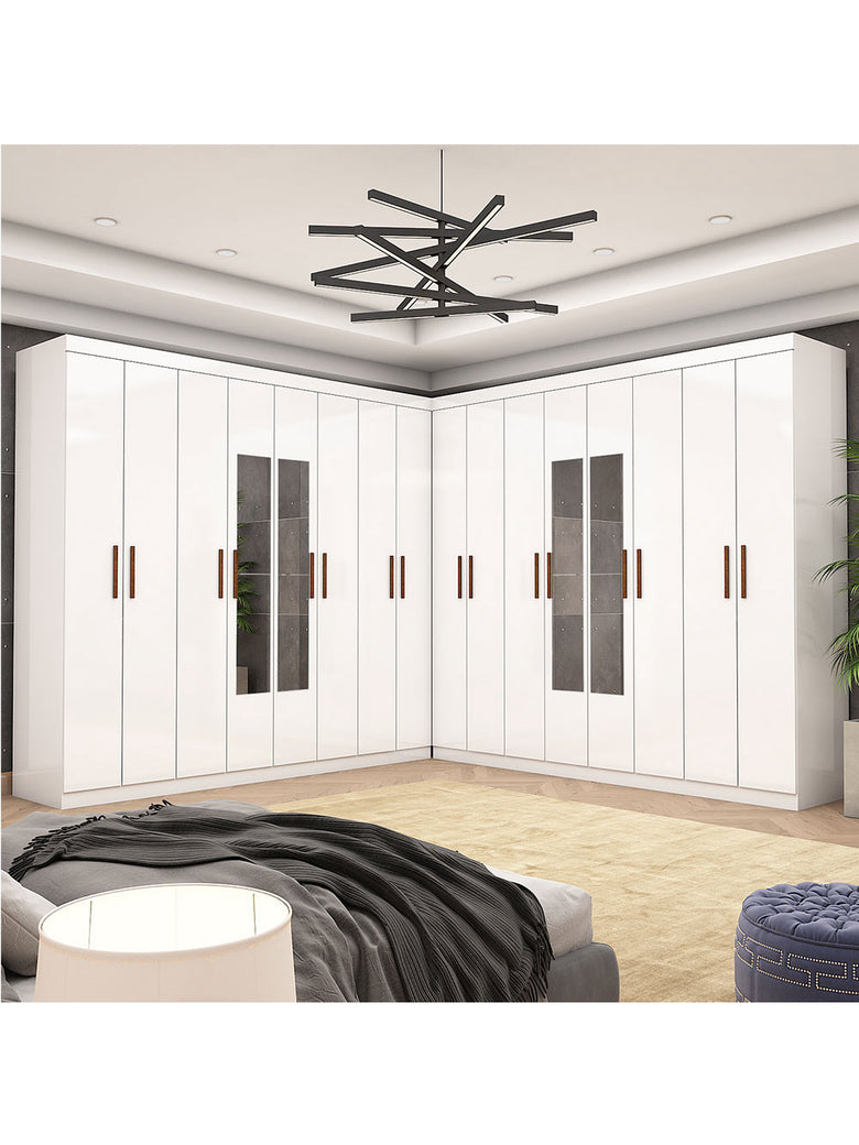 Closet Casal Duplo Rubi Premium 16 Portas com Espelho 8 Gavetas Carioca Móveis