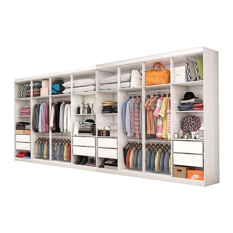 Closet Casal Duplo Rubi Premium 16 Portas com Espelho 8 Gavetas Carioca Móveis