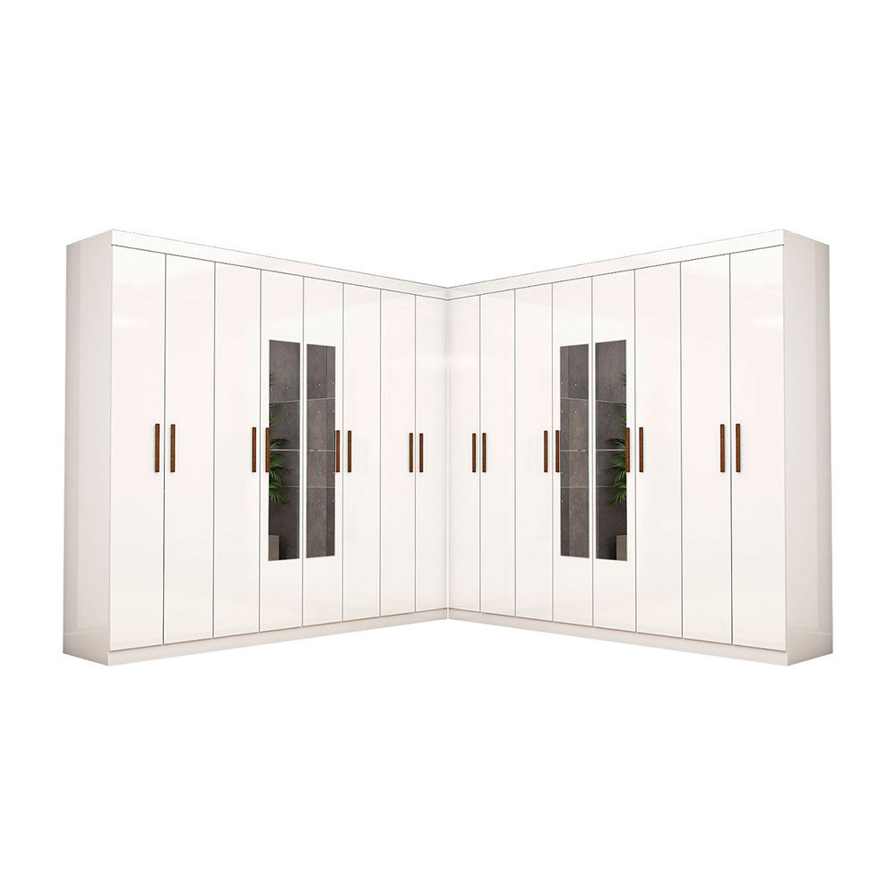 Closet Casal Duplo Rubi Premium 16 Portas com Espelho 8 Gavetas Carioca Móveis