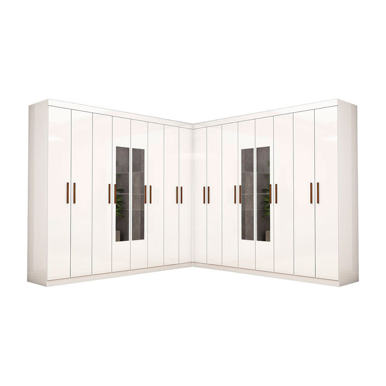 Closet Casal Duplo Rubi Premium 16 Portas com Espelho 8 Gavetas Carioca Móveis