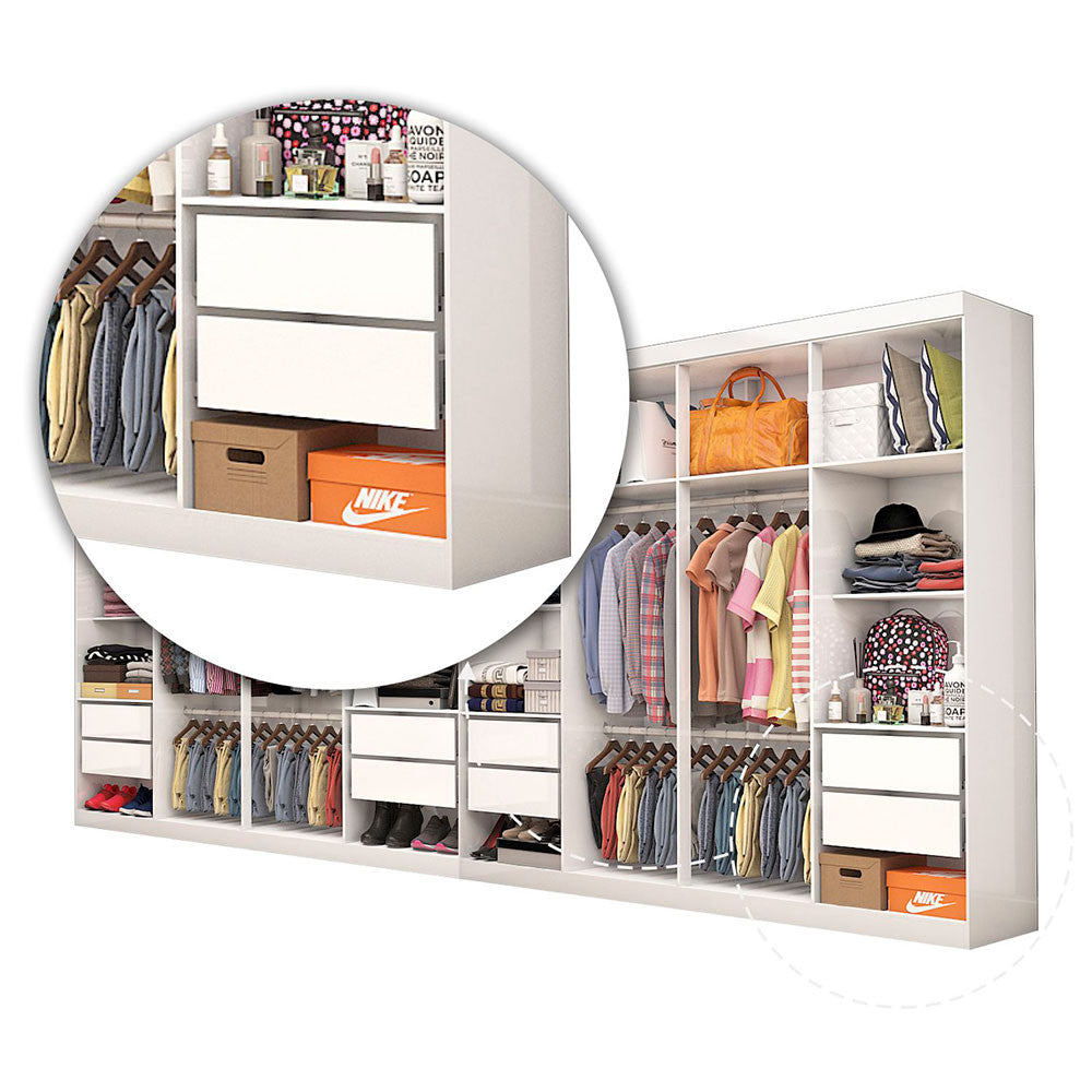 Closet Casal Duplo Rubi Premium 16 Portas com Espelho 8 Gavetas Carioca Móveis