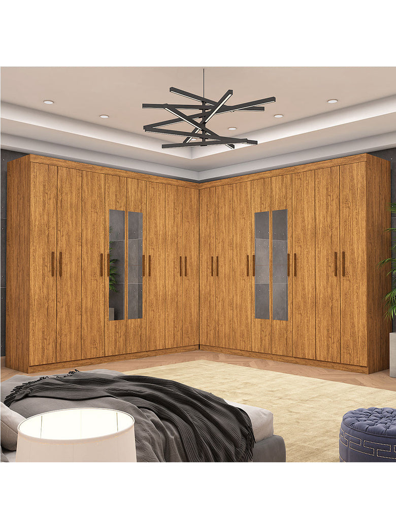 Closet Casal Duplo Rubi Premium 16 Portas com Espelho 8 Gavetas Carioca Móveis